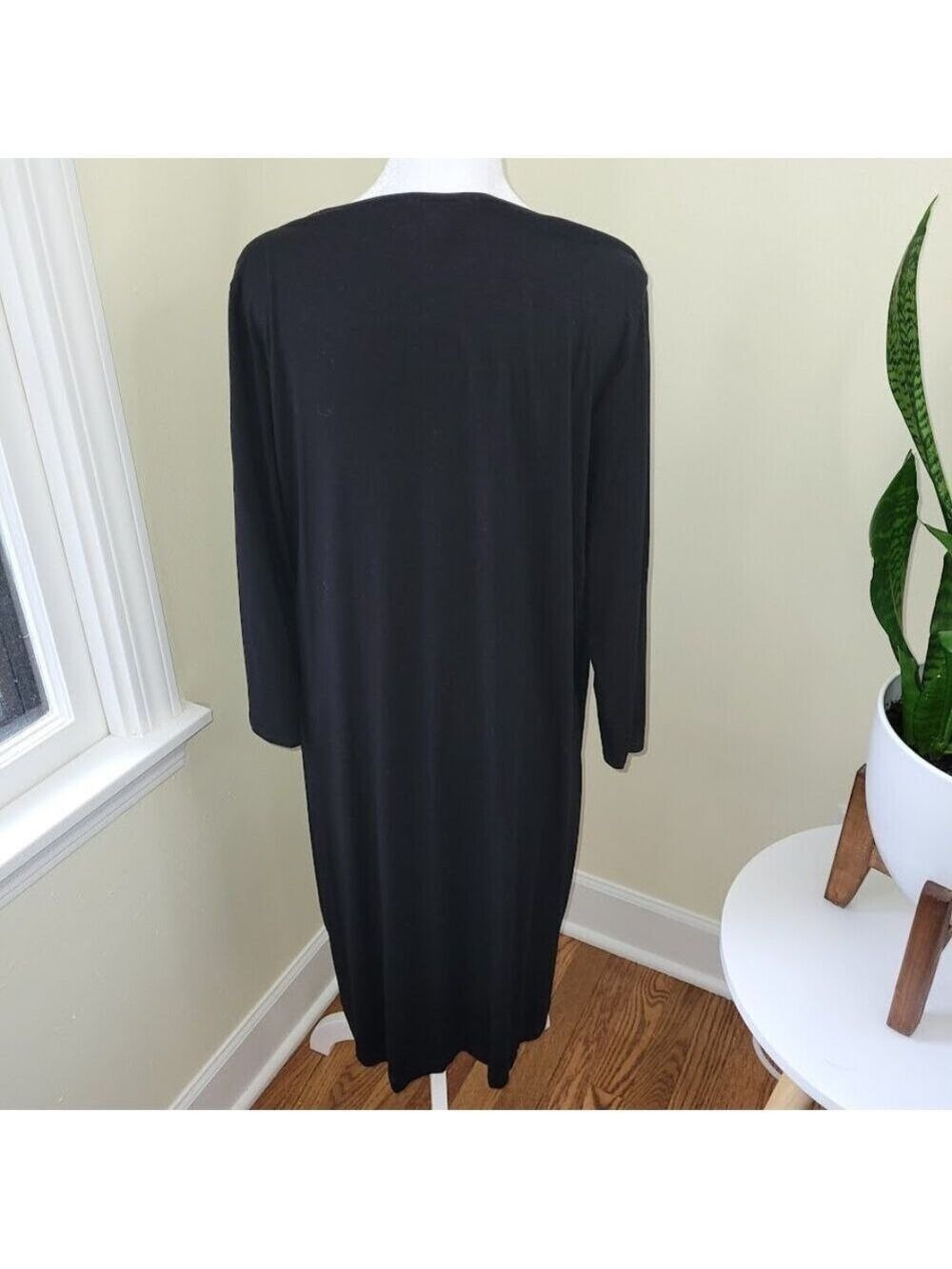 Eileen Fisher Black Long Sleeve Crewneck Shift Dress Women's Size L - Picture 7 of 12